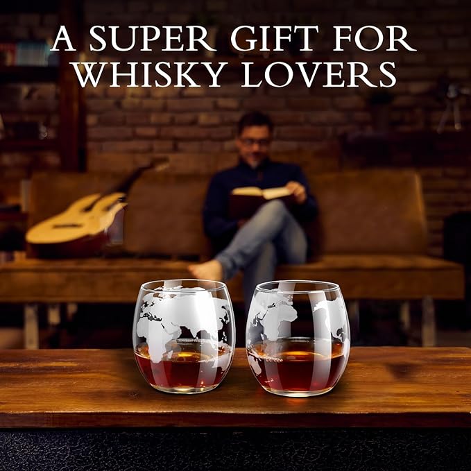 Whiskey Glass for Men, Whiskey Globe Glass for Liquor, Bourbon, Vodka, Cocktails, Scotch liquor Father's Day Anniversary Unique Gifts - 310ml Gifts for Men, 2 pcs-Ruum Studio Home