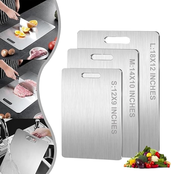 Titanium Cutting Board, 100% Pure Titanium Cutting Boards for Kitchen, Double Sided Food-Grade Chopping Board - Dishwasher Safe Easy to Clean (18"L x 12"W)-Ruum Studio Home