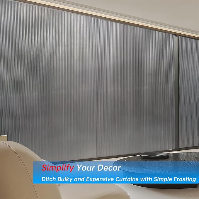 Frosted Glass Window Privacy Film Decorative, Bathroom Privacy Film for Glass Windows Cover, Static Cling, Removable, Reusable, Anti-UV, Anti-Glare, Heat Blocking,Changhong, 23.6X196.9Inch-Ruum Studio Home