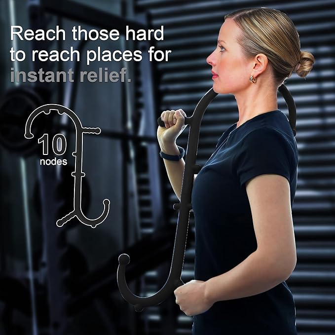 Massage Trigger Point Cane, Muscle Release Tool Self Massage Hook Cane, Handheld Back, Neck, Shoulder, Leg and Feet Massager Rod, Body Deep Tissue for Men & Women, Black-Ruum Studio Home
