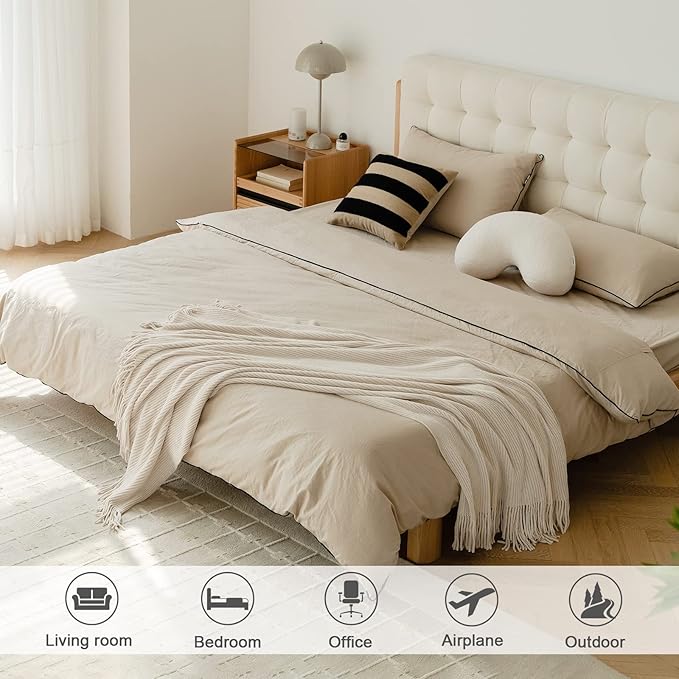lifein Throw Blanket for Couch, Soft Boho Decor Bed Throw,Cozy White Chenille Knitted Small Farmhouse Lightweight Throw for Spring(White/Cream,50 * 60")-Ruum Studio Home