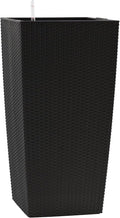 30in Tall Large Plant Pots Planter-Self-Watering Indoor/Outdoor Planting with Drain Holes, Water Level Monitor, Inner Bucket for Front Porch Patio, Black Large-Ruum Studio Home