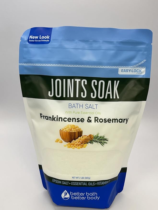 Joints Bath Soak (3 Pack with Scoop) Soothing Epsom Salt with Rosemary and Frankincense Essential Oils Plus Vitamin Crystals in BPA Free Pouch Three 2 lbs Pouches 6 Lbs Total-Ruum Studio Home