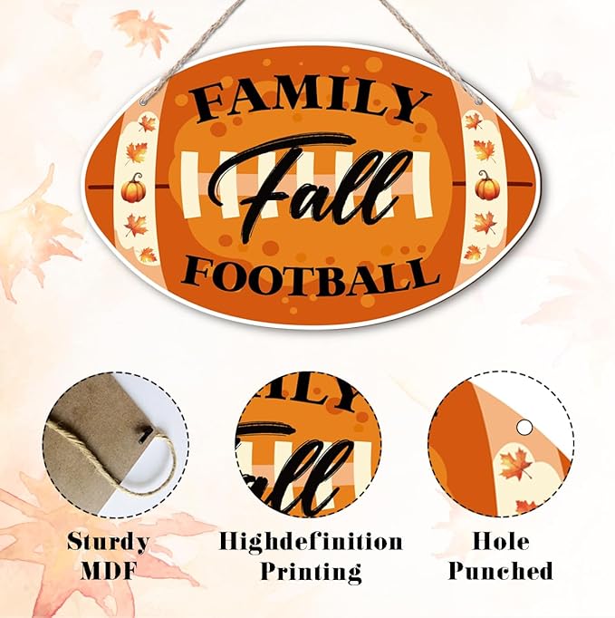 Autumn Wooden Signs, Rustic Thanksgiving Decoration, Home Interior And Exterior Decor, Autumn Harvest Thanksgiving Home Decor (Football), Housewarming Gift-Ruum Studio Home