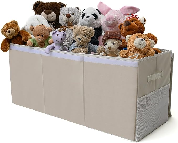Extra Large Toy Storage Organizer with Lid - Sturdy, Collapsible Toy Chest Storage Box Design - Toys Bin with Dividers for Kids, Nursery, Bedroom, Playroom 37"x16"x14"-Ruum Studio Home