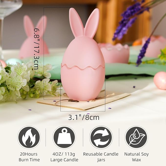 Spring Candle Decoration for Table Centerpieces, Bunny Lavender Scented Candle, Spring Home Decor, Indoor Easter Gift for Women-Ruum Studio Home