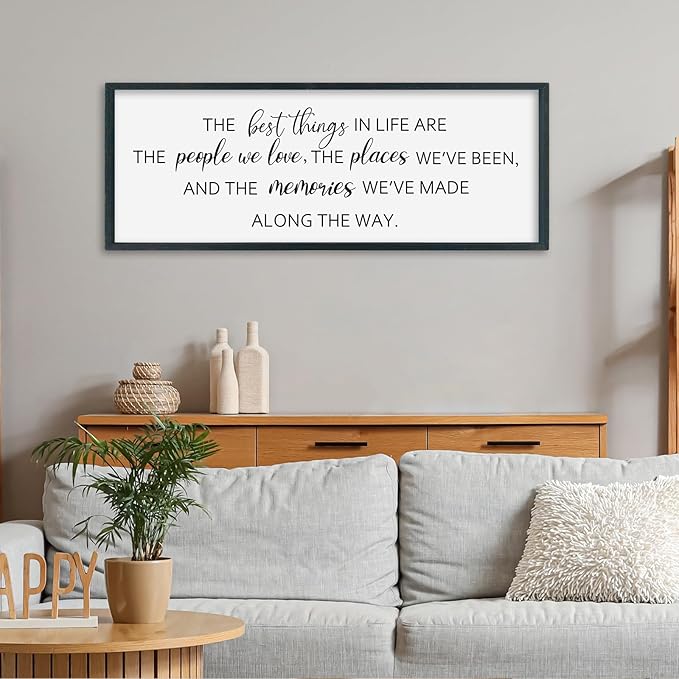 SRSZHIYUE The Best Things in Life Sign Wall Decor Art 32"×12" for family Home Bedroom Adventure Large Wood Framed Wall Hanging (Black)-Ruum Studio Home