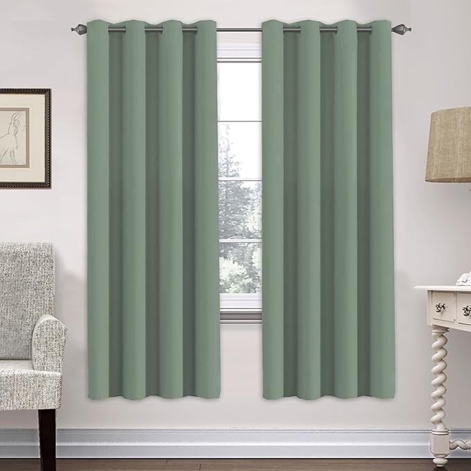 H.VERSAILTEX Room Darkening Curtains for Living Room Light Reducing Thermal Insulated Window Treatment Panels/Drapes Grommet Top 2 Panels Green Bay - 52 x 72 Inches-Ruum Studio Home