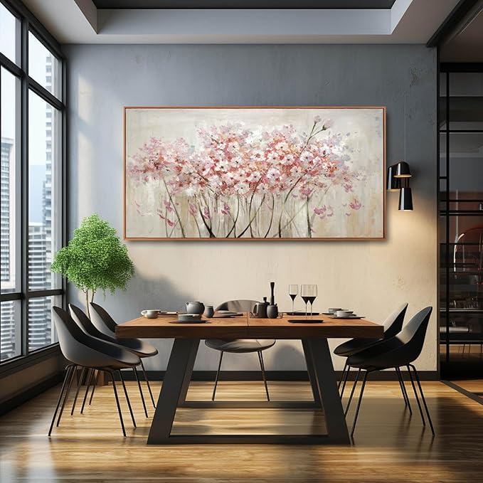 Pink Large Framed Canvas Wall Art Botanical Photo Canvas 29"x58" Artwork for Living Room Kitchen Women Room Decor for Bedroom-Ruum Studio Home