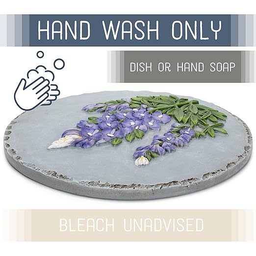 NAT & Jules Floral Colorful Dimensional Indoor Outdoor 12 inch Round Cast Resin Decorative Garden Stepping Stone, Patio, Walkway Sculpture Yard Art, Bluebonnet-Ruum Studio Home