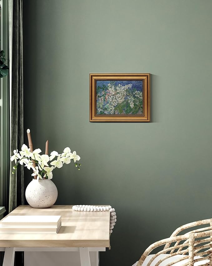 HUARCEY Gold Framed Vintage Wall Art for Living Room, Flowers Painting Canvas Prints Shelf Decor for Kitchen, Van Gogh Bedroom Wall Art, Christmas Gifts for Friends or Family ( Chestnut Branches 8"x10" )-Ruum Studio Home