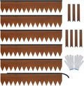 Worth Garden 6-Pack Cor-Ten Steel Landscape Edging with Black Protection Strips - Rust Patina Finish 40" L x 8" H (20Ft Total) - Hammer-in 14-Gauge Metal Corten Lawn Yard Edging Border w/ 7 Clips-Ruum Studio Home