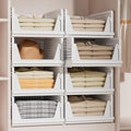 Stackable Plastic Storage Basket Closet Organizer Bin Foldable Clothes Organizer Storage Drawer Shelf Container for Living Room Bathroom Kitchen Office Laundry Room-Ruum Studio Home
