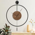 Large Modern Wall Clock,Wall Clocks for Living Room Decor,Classical Silent Metal Minimalist Walnut Dial,Big Decorative Farmhouse Pendulum Wall Clock With Walnut Pointers for Office,Dining Room-Ruum Studio Home