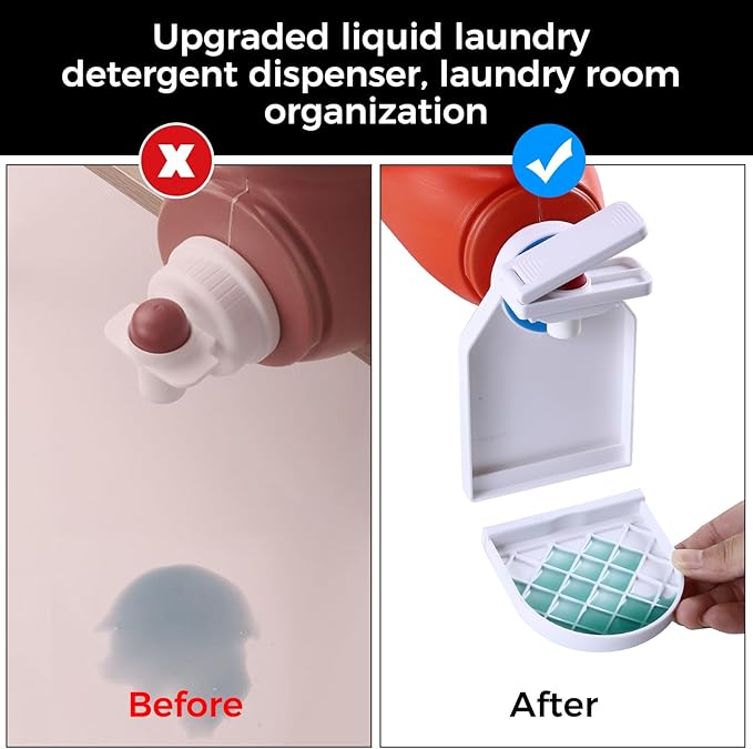 Laundry Detergent dispenser Cup Holder,Nozzle Upgraded Labor-Saving Switch Easily No More runny or Messy Laundry Detergent, Laundry Cup Holder and drip Tray room organization and storage-Ruum Studio Home