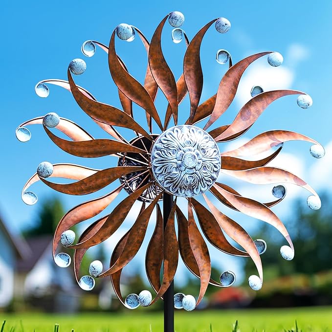 LimeHill Metal Wind Spinner for Garden and Yard - Kinetic Wind Spinners Outdoor Large (24 x 84 inches)-Ruum Studio Home
