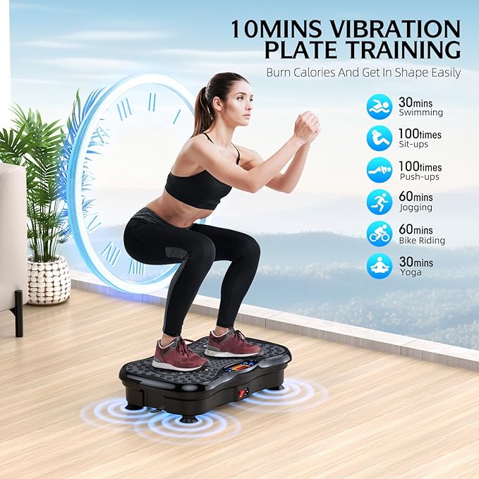 Vibration Plate Exercise Machine, Lymphatic Drainage Machine for Weight Loss, Lymphatic Drainage & Muscle Recovery, Multiple Speeds with Bluetooth & Remote, Max User Weight 330lbs-Ruum Studio Home