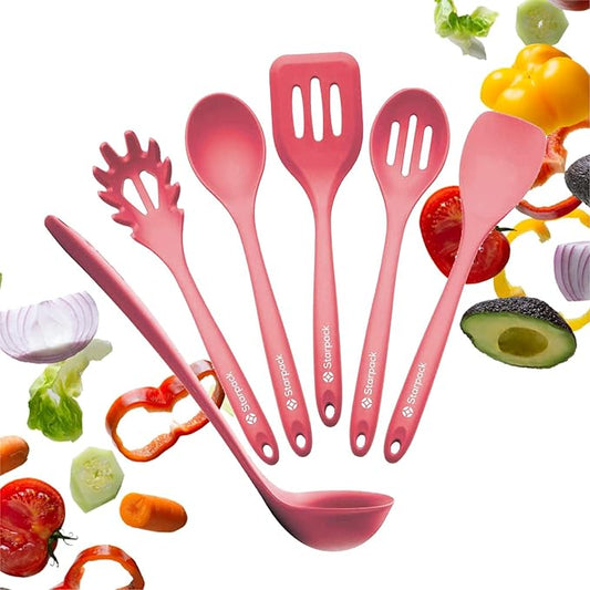 Starpack 'Like a Boss' XL Premium Silicone Cooking Utensils Set (6 Pcs) - Heat Resistant Kitchen Utensils 600°F - Non-Stick Silicone Utensil Set - Large Kitchen Utensils Set for Cooking & Serving-Ruum Studio Home