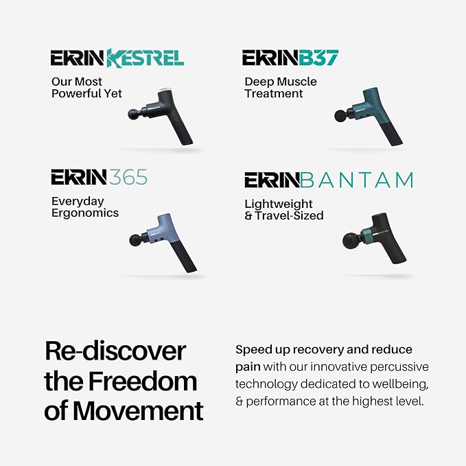 Ekrin Athletics Bantam Mini Massage Gun - Compact Deep Tissue Muscle Massager with Adjustable Speeds & 4 Attachments - Long Battery Life, Lightweight, Travel Friendly-Ruum Studio Home