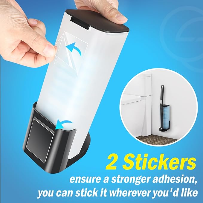 squish 2 Kit Disposable Toilet Brush with 32 Refills, Toilet Bowl Toilet Brush and Holder, Wall Mounted Toilet Brush with No Drilling Adhesive for Toilet Cleaning-Ruum Studio Home