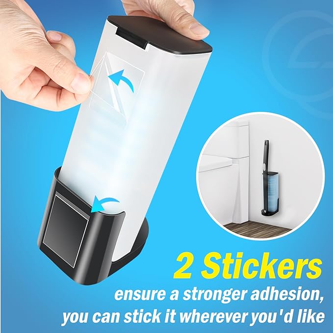 squish Disposable Toilet Brush with 16 Refills, Wall-Mounted No-Drill Adhesive Holder, Toilet Cleaning Kit for Bathroom - Space-Saving & Easy to Use-Ruum Studio Home