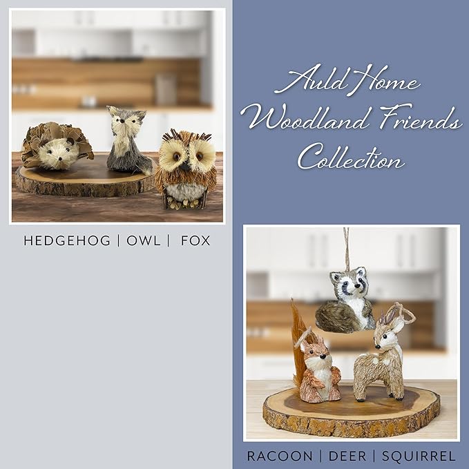 AuldHome Design Woodland Friends Figurines (Set of 3, Deer/Raccoon/Squirrel); Forest Animals Decor for Fall, Christmas, Winter and Themed Decor or Parties-Ruum Studio Home