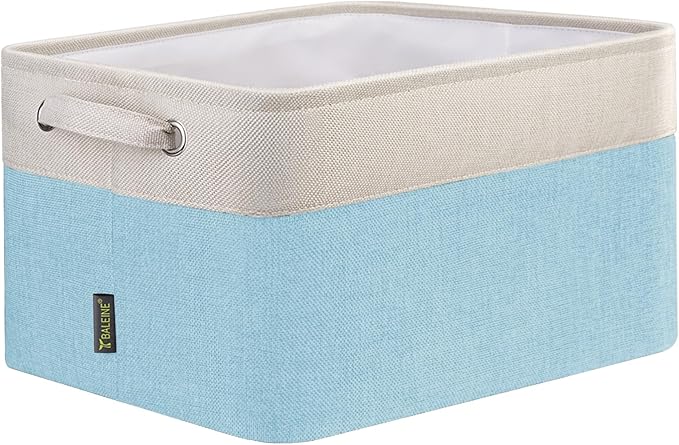 BALEINE 1 Pack Fabric Storage Bins for Shelves, Linen Storage Baskets for Organizing, Decorative Closet Bins for Clothes, Home (Skyblue, 15''x11''x9.5'')-Ruum Studio Home