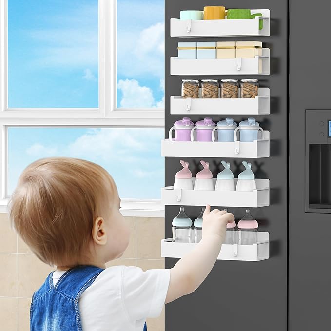 6 Pack Magnetic Spice Rack Organizer for Refrigerator and Oven, White Fridge Organizers and Storage for Kitchen-Ruum Studio Home