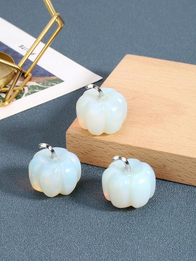 Jovivi Opalite Crystal Pumpkin Figurine, 1.2" Mini Carved Gemstone Pumpkin Statue Decor Healing Stones Decorative Ornaments for Fall Harvest Thanksgiving Halloween Decorations Home Decor-Ruum Studio Home