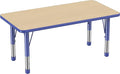 FDP Rectangle Activity School and Kids Classroom Table (24 x 48 inch), Toddler Legs, Adjustable Height 15-24 inches - Maple Top and Blue Edge-Ruum Studio Home