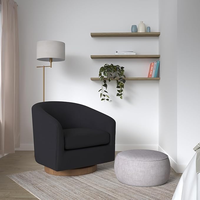 CHITA Swivel Accent Chair, FSC Certified Upholstered Velvet Barrel Chair for Living Room, Fully Assembled, Grey-Ruum Studio Home