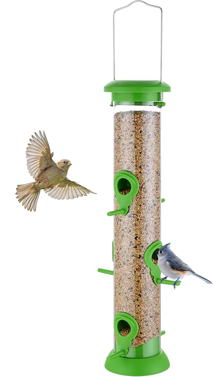 Bird Feeder Premium Hard Plastic for Wild Bird Feeders for Outdoors, Tube Bird Feeders for Outdoors Hanging,14 Inch 6 Port Lawn,Pack of 1-Ruum Studio Home