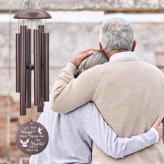 Sympathy Wind Chimes Personalized, Love Doves Wind Chimes for Loss of Loved Dad/Mom, Memorial Gifts Wind Chime for Funeral, in Loving Memory of Husband/Wife, Garden Outdoor Decor (36inch)-Ruum Studio Home