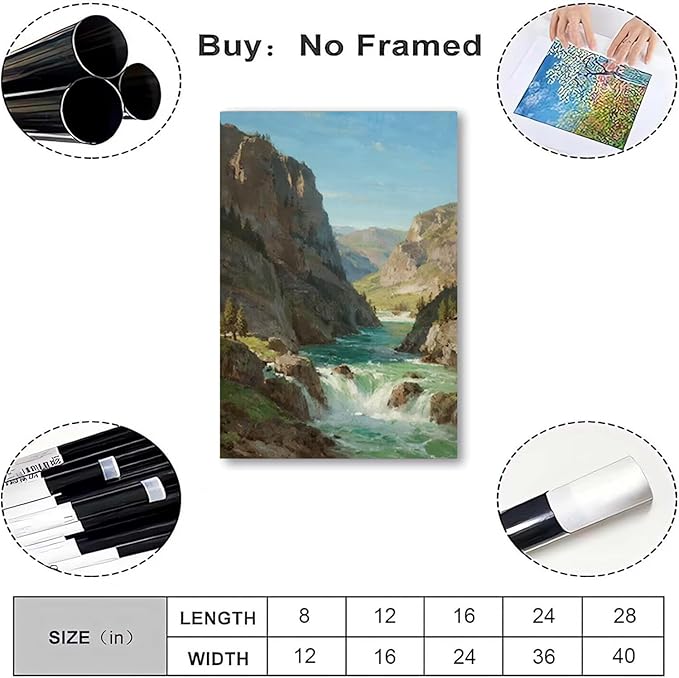 Natural mountain stream scenery poster suitable for bedroom beautiful blue sky flowing river scenery suitable for living room dormitory office-Ruum Studio Home