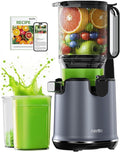 Juicer Machines,Aeitto Cold Press Juicer with 5.3“ Extra Large Feed Chute for Whole Fruits & Vegetables, Slow Masticating Juice Extractor, Self Feeding, Easy to Clean, High Juice Yield, Grey-Ruum Studio Home
