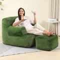Comfy Gaint Bean Bag Chair with Ottoman, Huge Bean Bag Armchair for Adults and Teens, Green-Ruum Studio Home