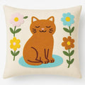 katre home madame & textile Cat Throw Pillow Cover – 100% Cotton Embroidered Decorative Cushion Case 18x18 – Handmade Punch Needle Pillow for Sofa, Bed, Couch or Gift for Cat Lovers-Ruum Studio Home