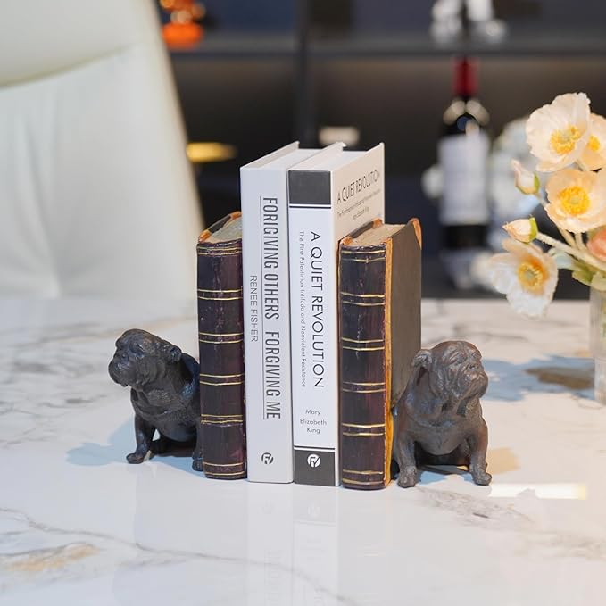 Dog Decorative Bookends Book Holder - Vintage Shelf Decor Book Ends to Hold Books Heavy Duty for Home Decor 3.5 X 4.5 X 6.25 inch Guichifun-Ruum Studio Home