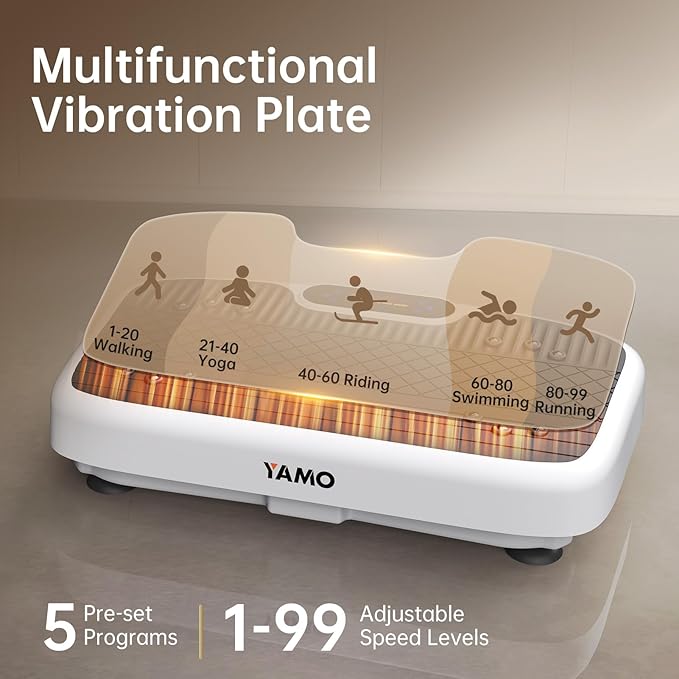 YAMO Vibration Plate Exercise Machine, Vibrating Plate for Lymphatic Drainage & Weight Loss, 350lbs Capacity Whole Body Shaking Workout Fitness Platform-Ruum Studio Home