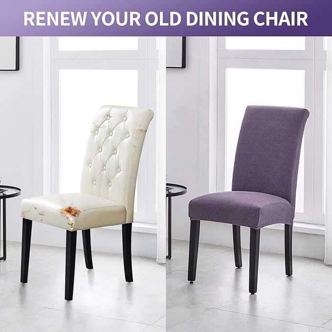 Joccun Chair Covers for Dining Room Set of 4,Dining Chair Slipcovers Stretch Dining Room Chair Covers Seat Protector,Washable Parsons Chair Cover for Home,Hotel(Grapeade,4 Pack)-Ruum Studio Home
