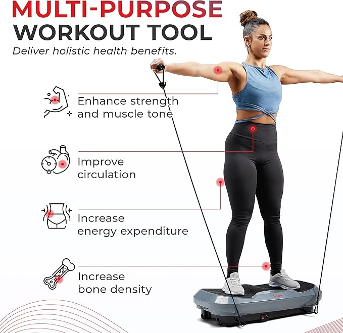 Sunny Health & Fitness Vibration Plate Exercise Machine, Full Body Vibrate Platform for Lymphatic Drainage with Multiple Speeds and Modes, Vibrating Plate Machine for Tension Relief & Weight Loss-Ruum Studio Home