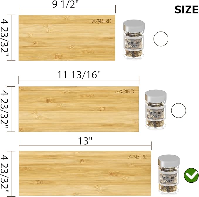 AMBIRD Bamboo Spice Drawer Organizer with Non-slip Mat, 4 Tier Jar Spice Rack Tray 13'',Seasoning Organizer for Kitchen,Cabinet,Drawers,Countertop-Ruum Studio Home