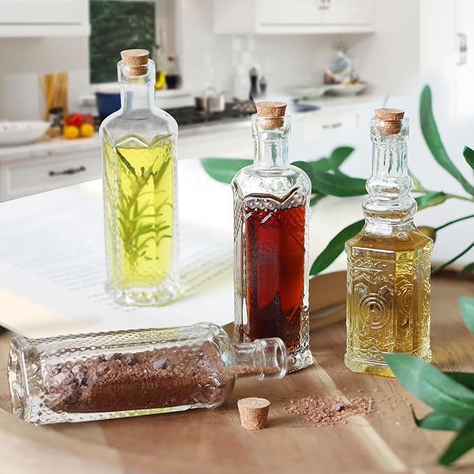 24 pcs Small Mini Clear Vintage Glass Bottles with Corks, Small Bud Vases, Decorative, Potion Bottles, 1.6oz for Party Wedding DIY Decoration/ Sand Art Bottles/Spell Jars/Message In a Bottle Kit-Ruum Studio Home