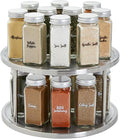 Juvale 2-Tier Lazy Susan Spice Rack Organizer for Cabinet - Stainless Steel Spice Carousel - Pantry & Kitchen Countertop Organizer (10.5 in)-Ruum Studio Home
