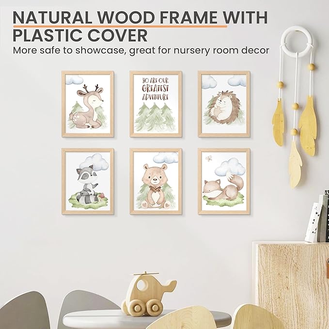 upsimples 8.5 by 11 Picture Frame, Natural Solid Wood Picture Frames, Display 6x8 with Mat or 8.5 x 11 Without, Wall or Tabletop, 1 Pack, Natural-Ruum Studio Home