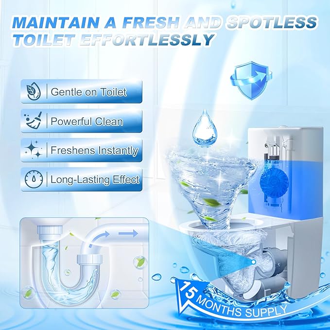KIISIISO Multipurpose Bathroom Cleaners, 54 Pack Commercial & Household Toilet Bowl Cleaners, Blue Toilet Bowl Tablets Drop in Tank, Janitorial Deodorizers-Ruum Studio Home
