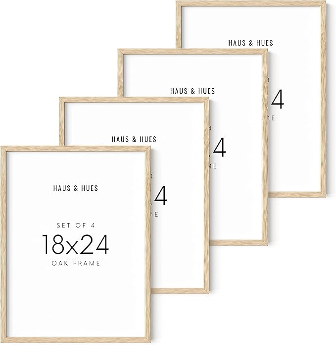 HAUS & HUES Set of 4 Natural Oak Frames - Beige Gallery Wall Frames, 18x24-Ruum Studio Home