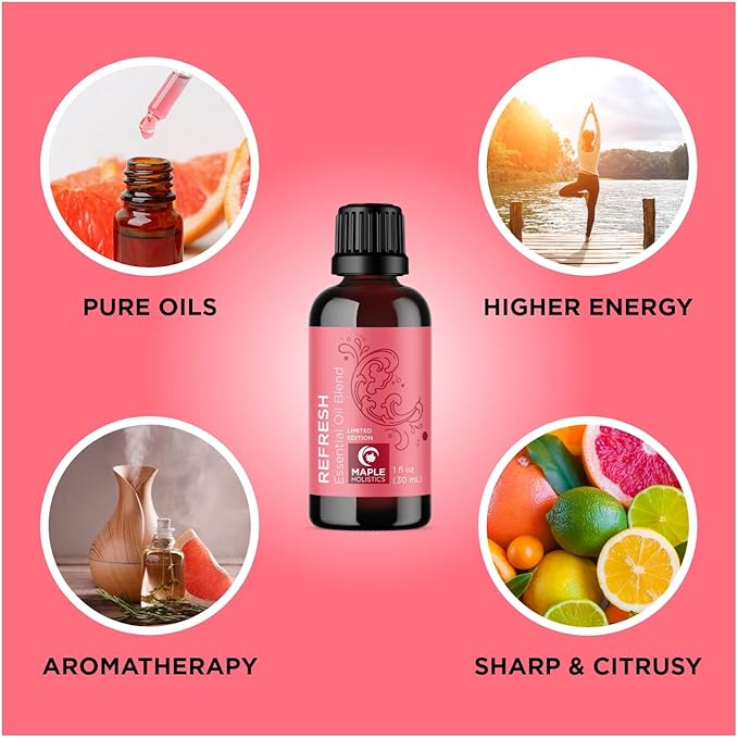 Pink Grapefruit Essential Oil Blend - Refreshing Citrus Essential Oil Blend for Diffusers with Lime Essential Oil Grapefruit Oil and Eucalyptus Essential Oil - Sweet Aromatherapy Citrus Oil Blend-Ruum Studio Home