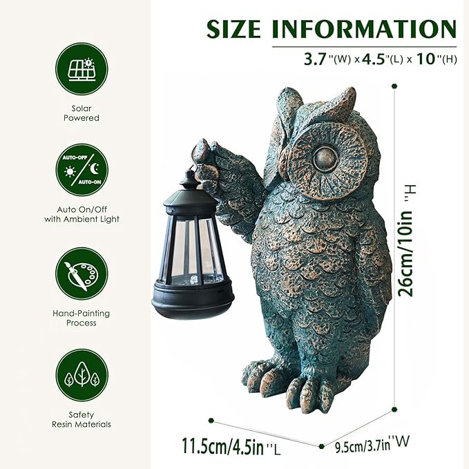 Garden Statues Outdoor, owl Figurines Decorated with Solar Lights, Unique Christmas Birthday Gifts for Moms, Grandmas, Women, Wives, Sisters-Ruum Studio Home