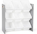 Humble Crew 9-Bin Toy Organizer – Inspire Grey with White Plastic Bins, 3-Tier Storage Solution for Kids' Playrooms and Nurseries-Ruum Studio Home